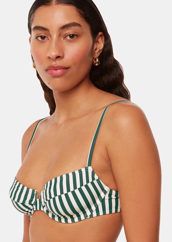 Green Stripe Bikini Top