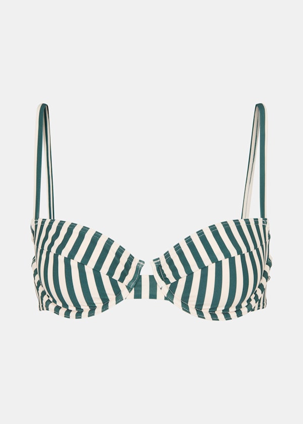 Green Stripe Bikini Top