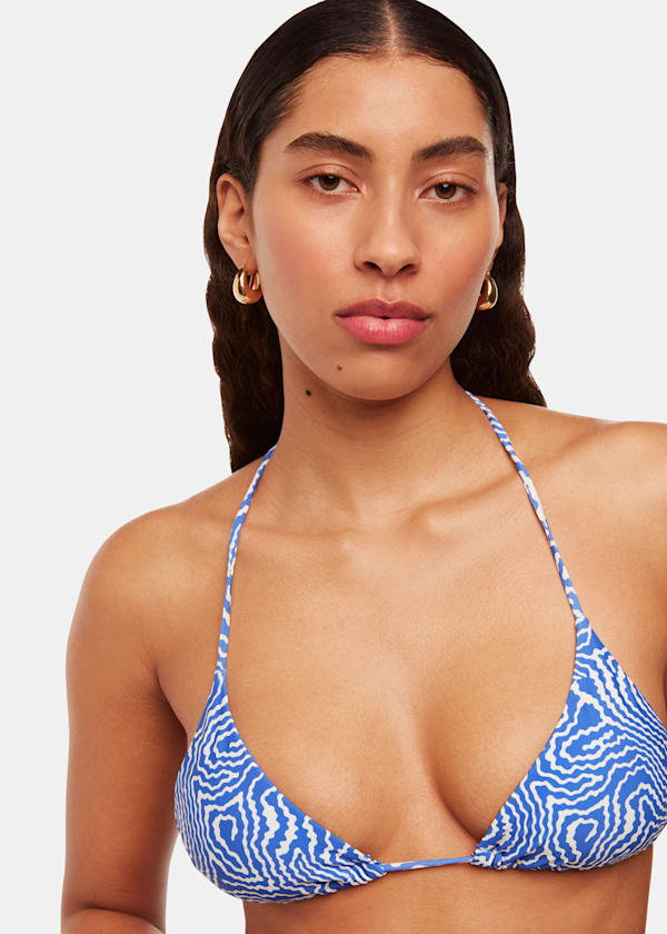 Blue Ripple Wave Bikini Top