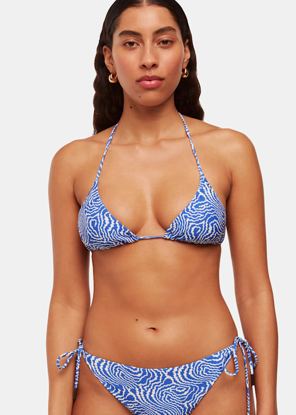 Blue Ripple Wave Bikini Top