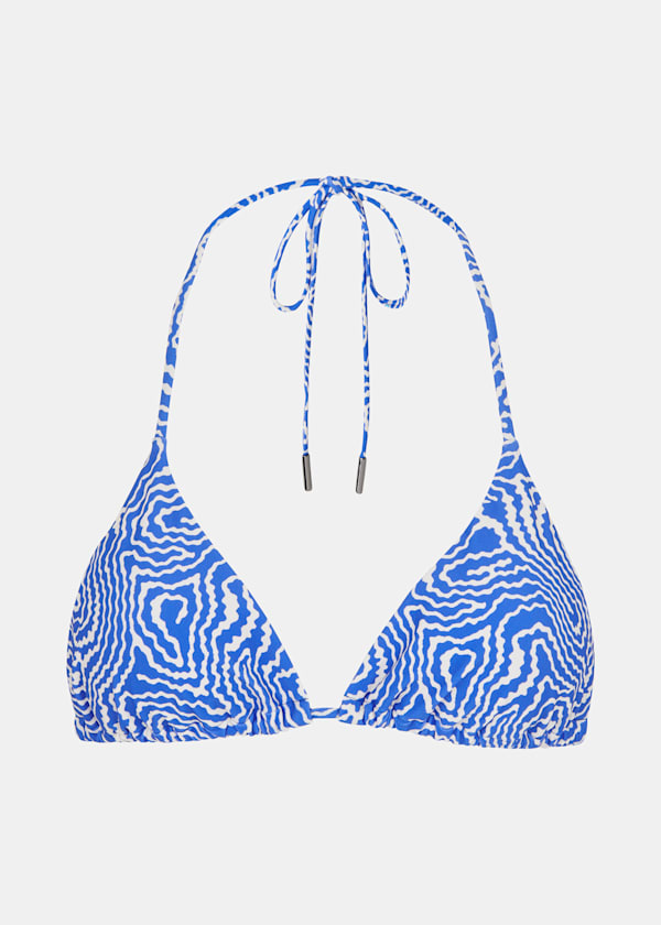 Blue Ripple Wave Bikini Top