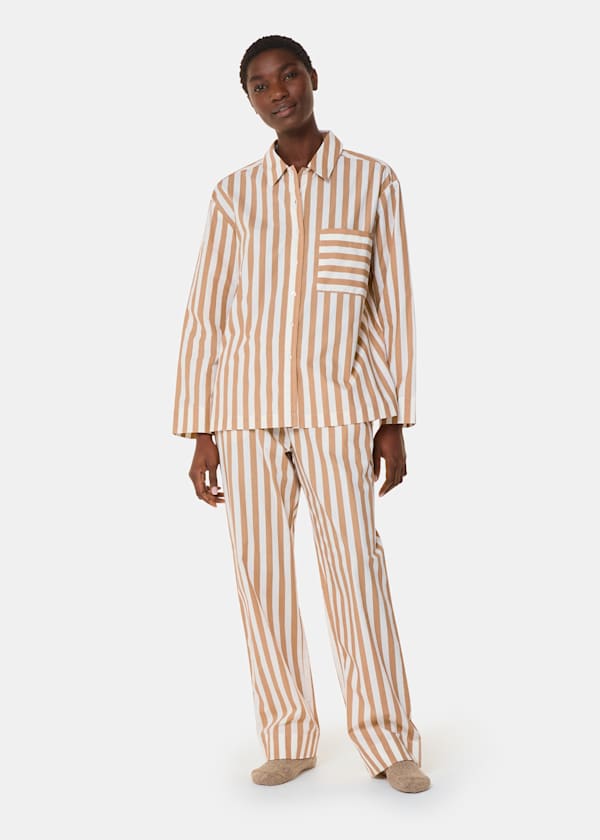 Ivory Cotton Stripe Pyjama Bottom