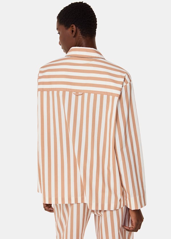 Ivory Cotton Stripe Pajama Shirt 