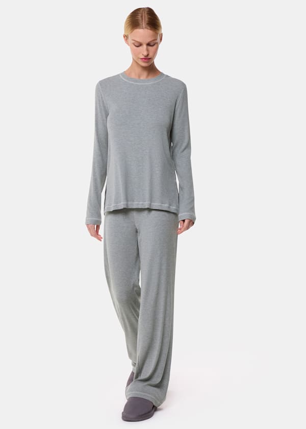 Grey Marl Rib Jersey Pyjama Top