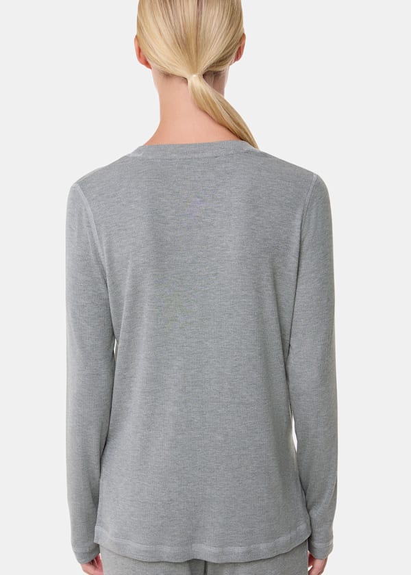 Grey Marl Rib Jersey Pyjama Top