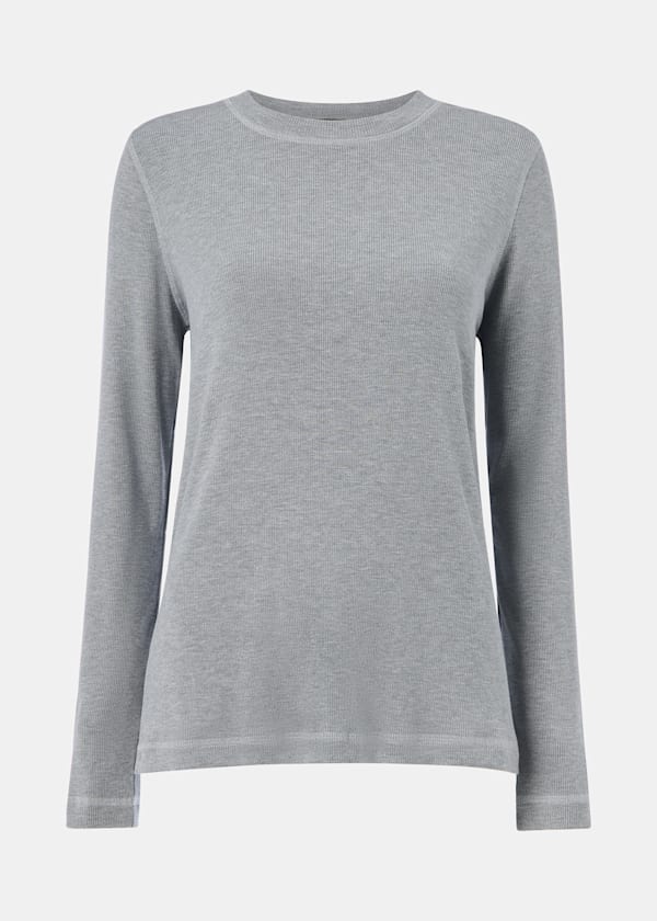 Grey Marl Rib Jersey Pyjama Top