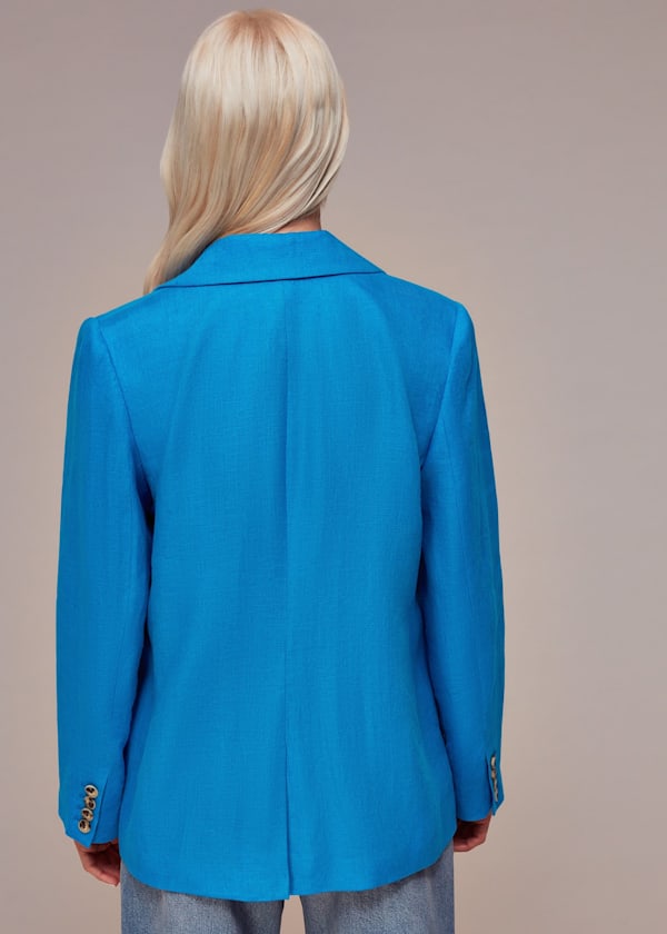 Blue Petite Lucy Linen Blazer