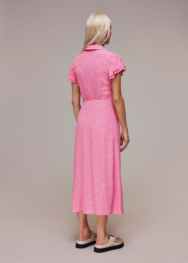 Pink Petite Nina Diagonal Fleck Midi Dress