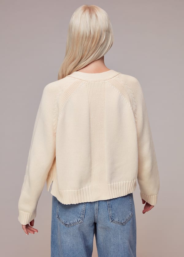 Ivory Petite Karine Rib Detail Cardigan