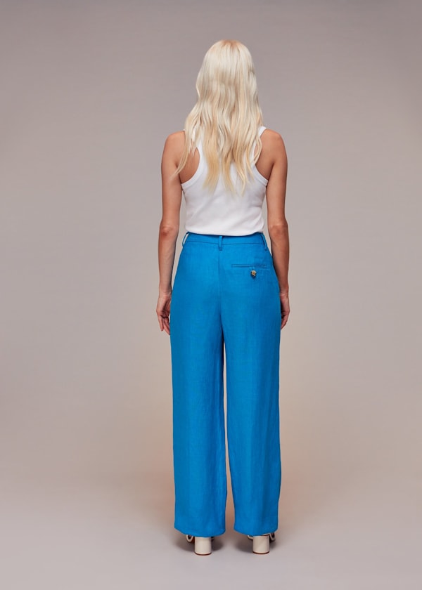 Blue Petite Leonie Linen Trouser
