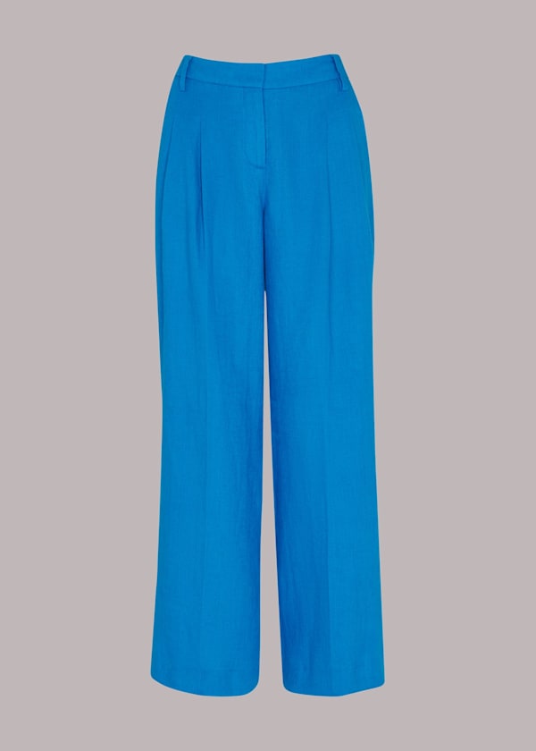 Blue Petite Leonie Linen Trouser