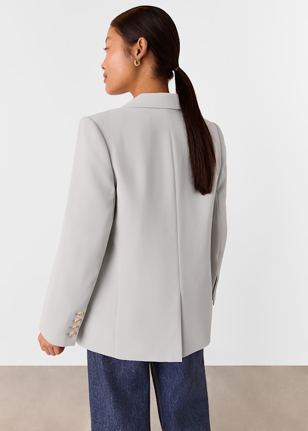 Neutral Petite Crepe Boyfriend Blazer