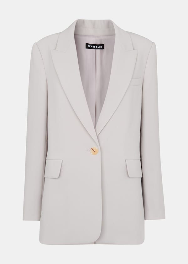 Neutral Petite Crepe Boyfriend Blazer