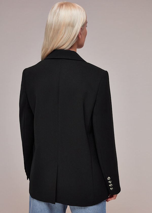 Black Petite Crepe Boyfriend Blazer