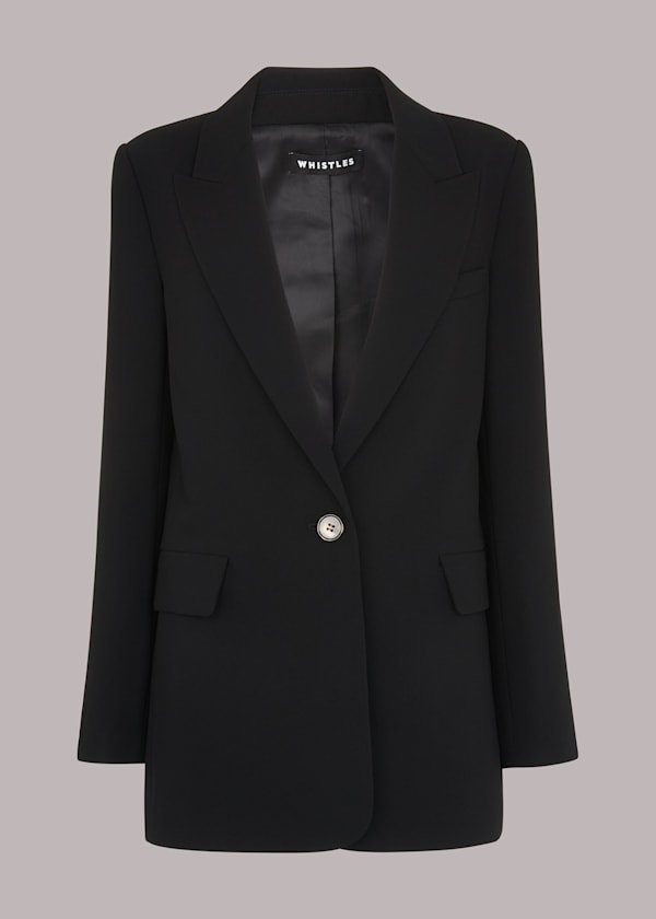 Black Petite Crepe Boyfriend Blazer