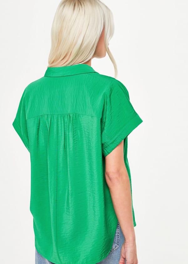 Green Petite Nicola Button Shirt