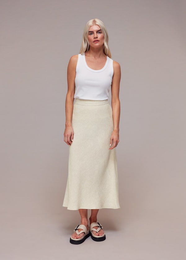 Petite Linen Side Button Skirt