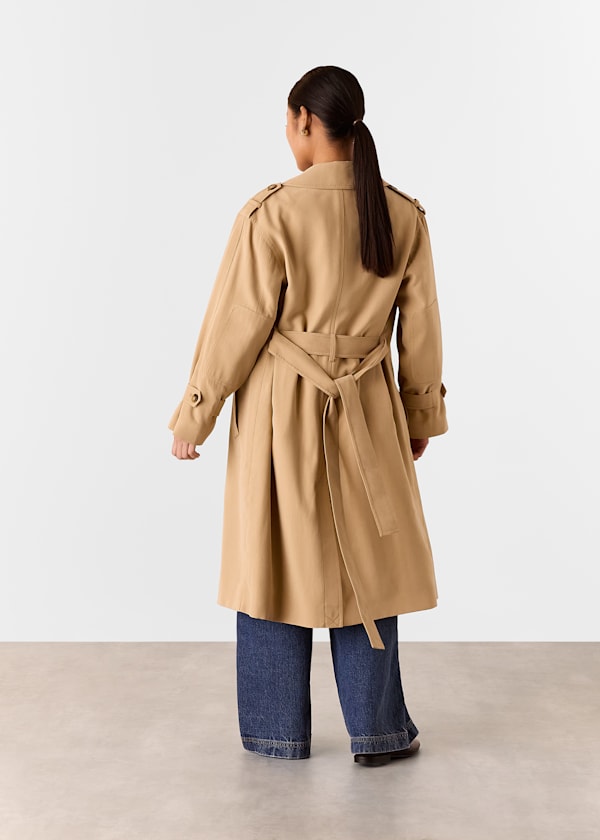 Neutral Petite Riley Trench Coat