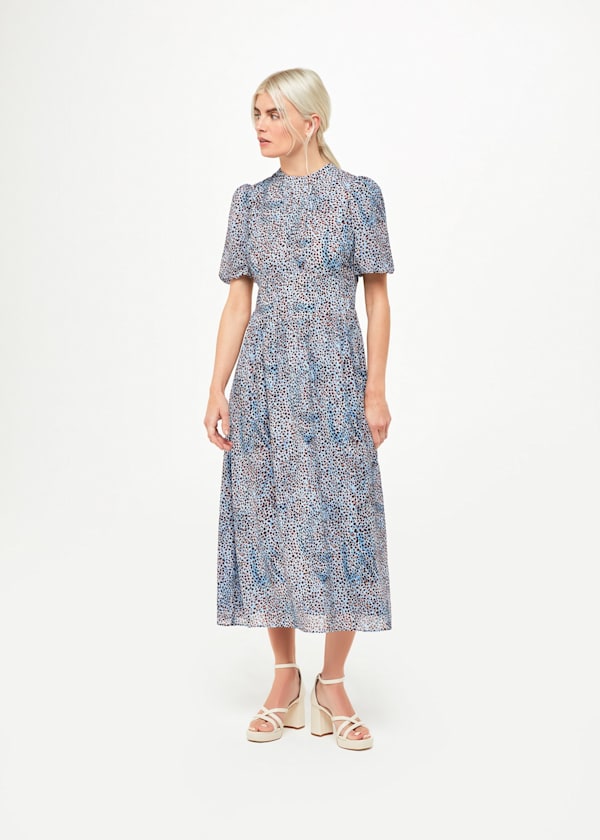 Blue Petite Ink Spot Blair Dress