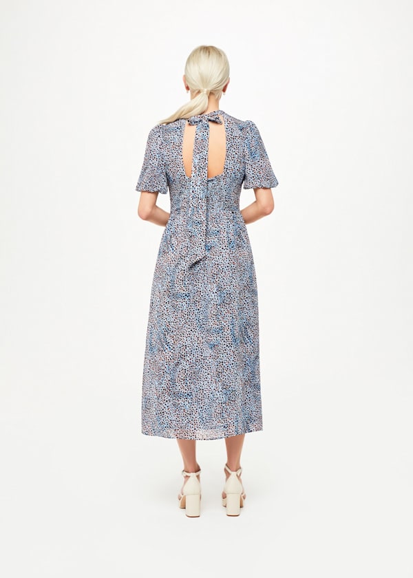 Blue Petite Ink Spot Blair Dress