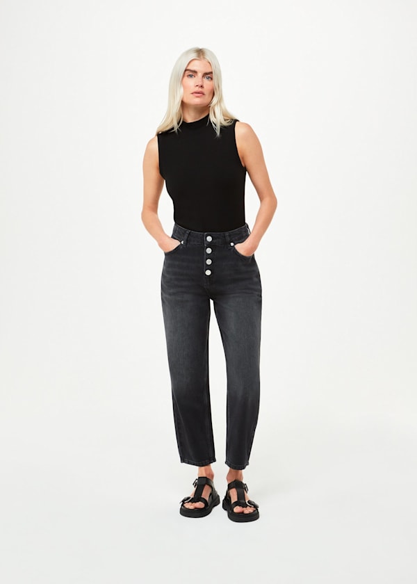 Black Petite Authentic Hollie Button Jean