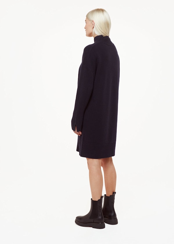 Navy Petite Amelia Wool Knitted Dress