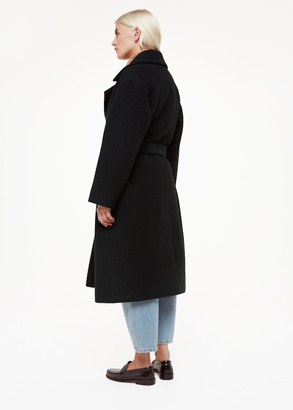 Black Petite Lorna Wrap Wool Coat
