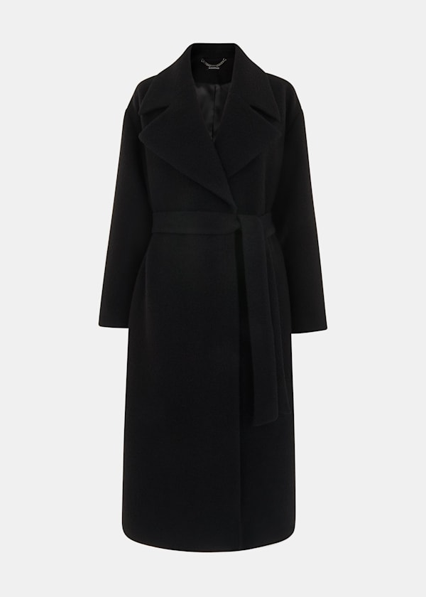 Black Petite Lorna Wrap Wool Coat