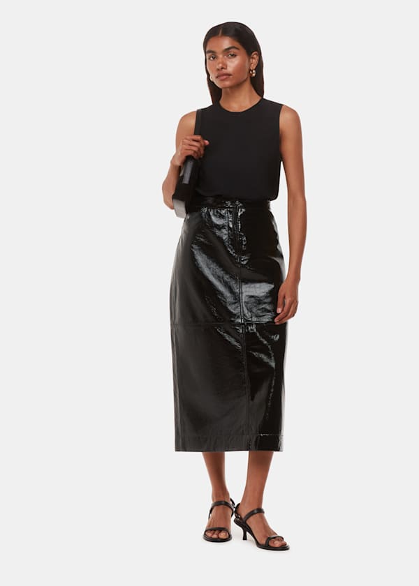 Petite Rachel Patent Leather Skirt