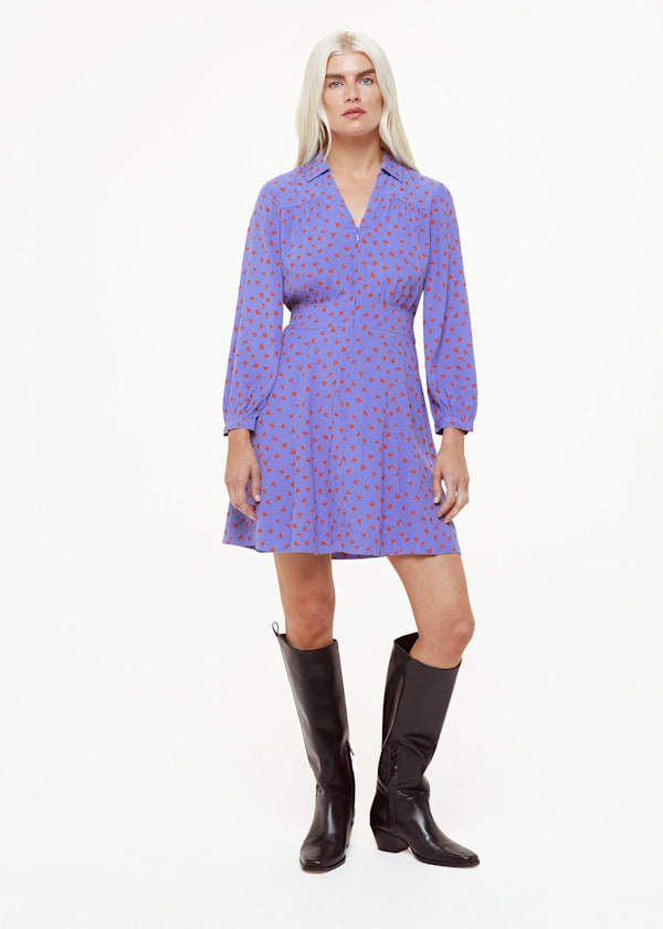 Purple Petite Scattered Petals Print Dress