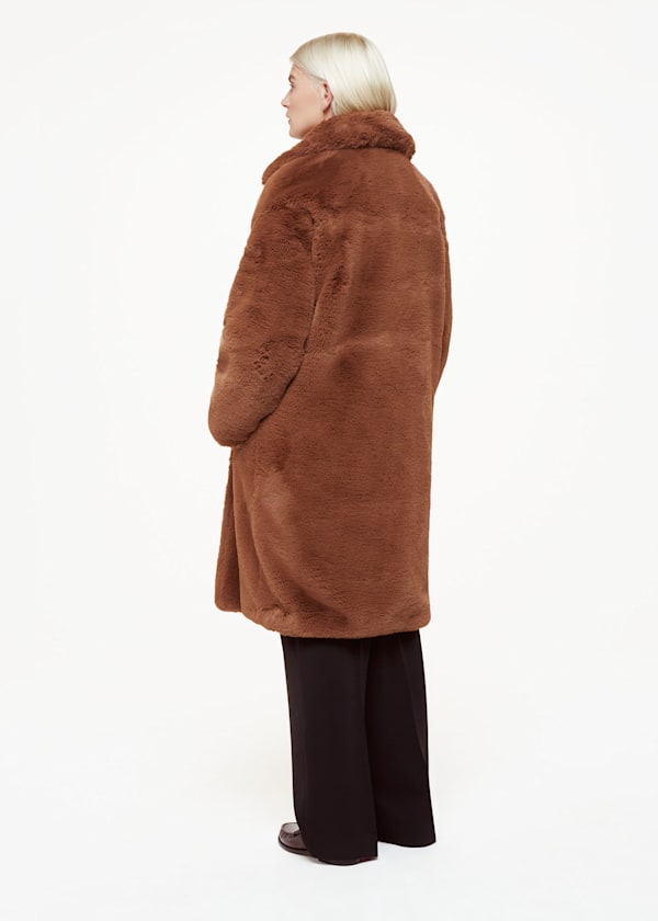 Brown Petite Teddy Faux Fur Coat