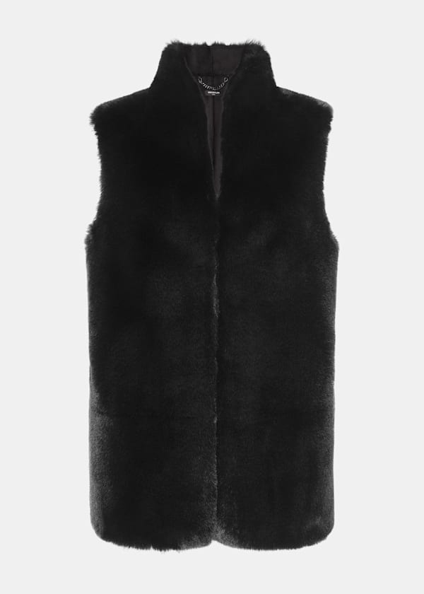 Black Petite Faux Fur Gilet