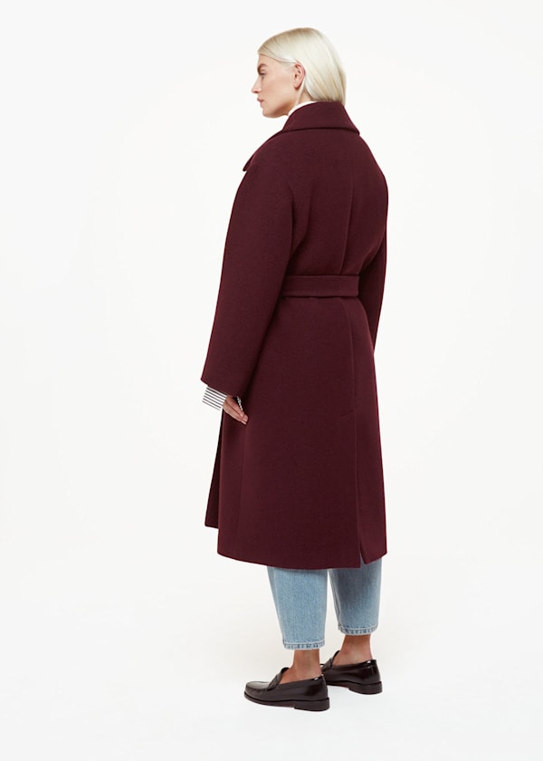 Burgundy Petite Lorna Wrap Wool Coat