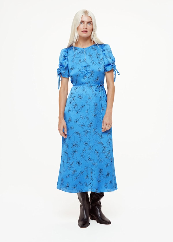 Blue Petite Aurelie Scribble Daisy Dress