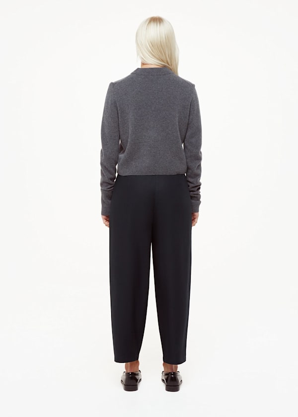 Navy Petite Carla Barrel Cotton Trouser