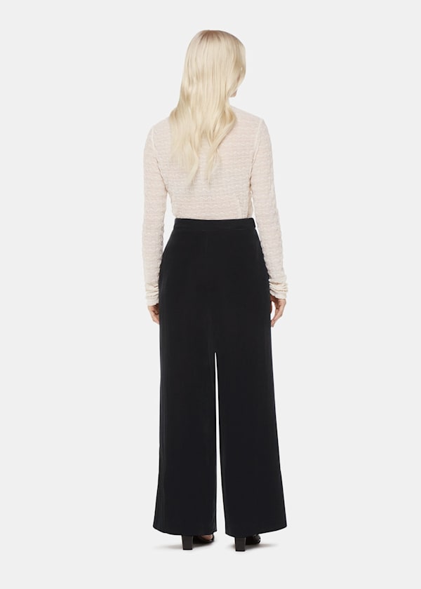 Black Petite Full Length Velvet Trouser