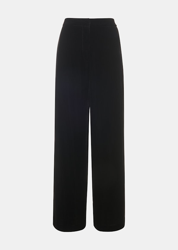 Black Petite Full Length Velvet Trouser