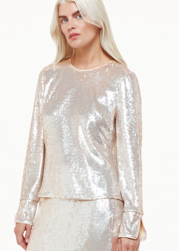 Silver Petite Sequin Minimal Tunic Top