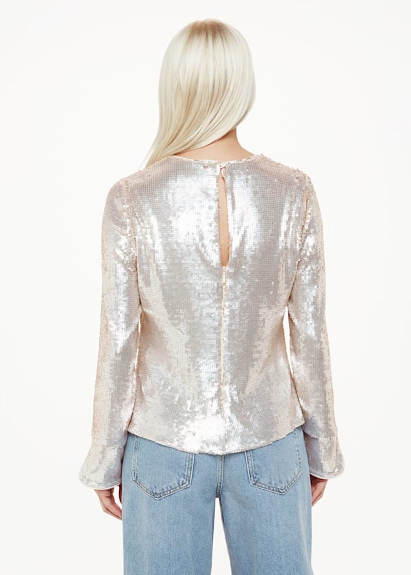 Silver Petite Sequin Minimal Tunic Top