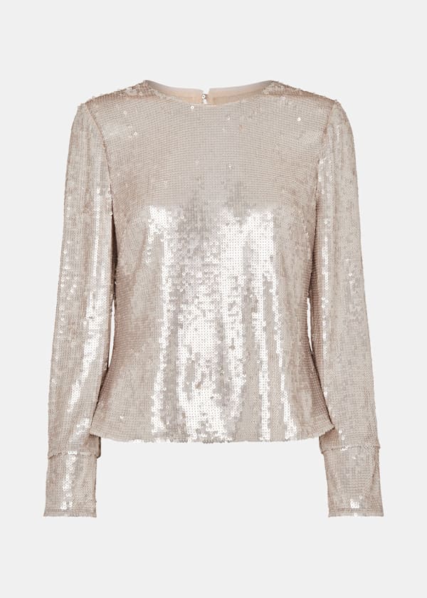 Silver Petite Sequin Minimal Tunic Top
