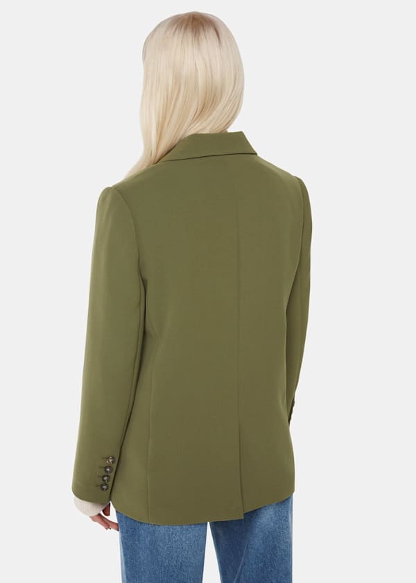 Khaki Petite Crepe Boyfriend Blazer