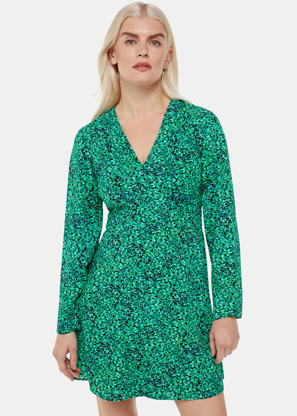 Green Petite Dappled Floral Lori Dress