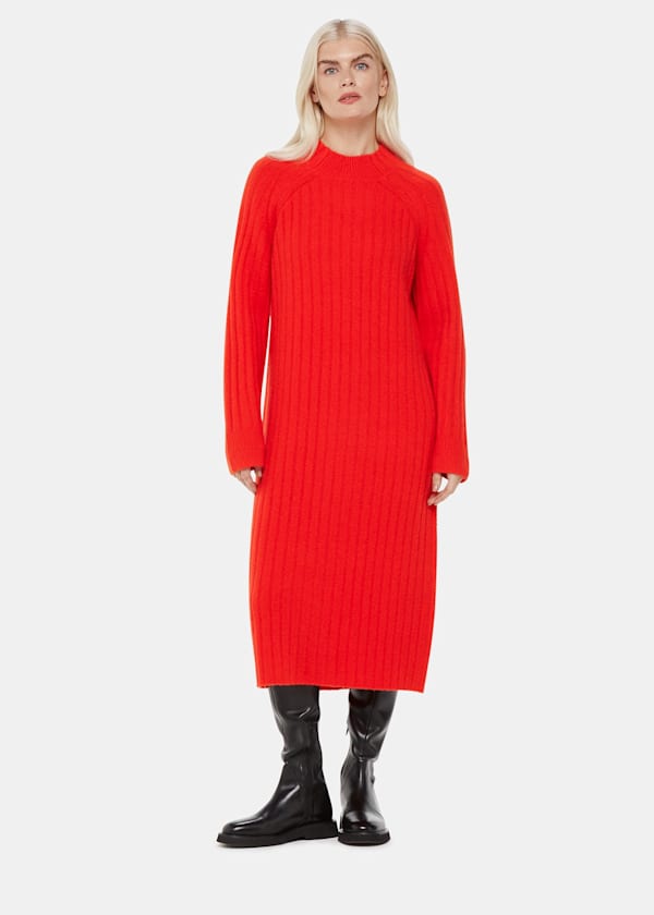 Petite Ribbed Knitted Midi Dress