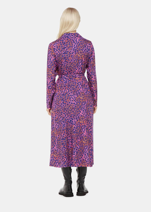 Pink Petite Mottled Leopard Midi Dress