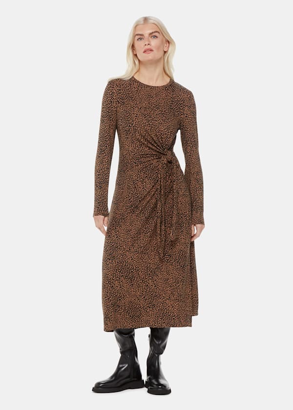 Petite Coffee Bean Tie Jersey Dress