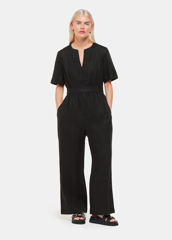Black Petite Cosima Linen Jumpsuit