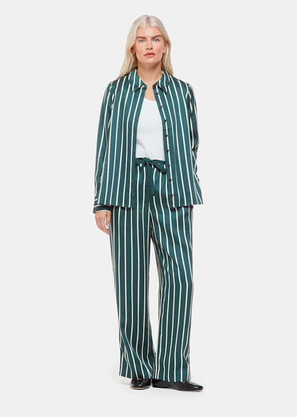 Green Petite Alex Stripe Trouser