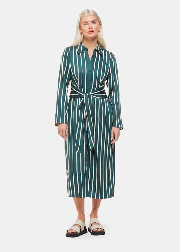 Green Petite Alex Stripe Shirt Dress