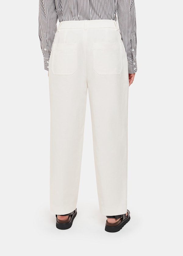 White Petite Bethany Barrel Leg Trouser