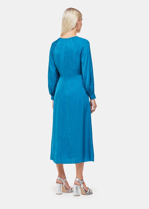 Blue Petite Serpent Jacquard Midi Dress
